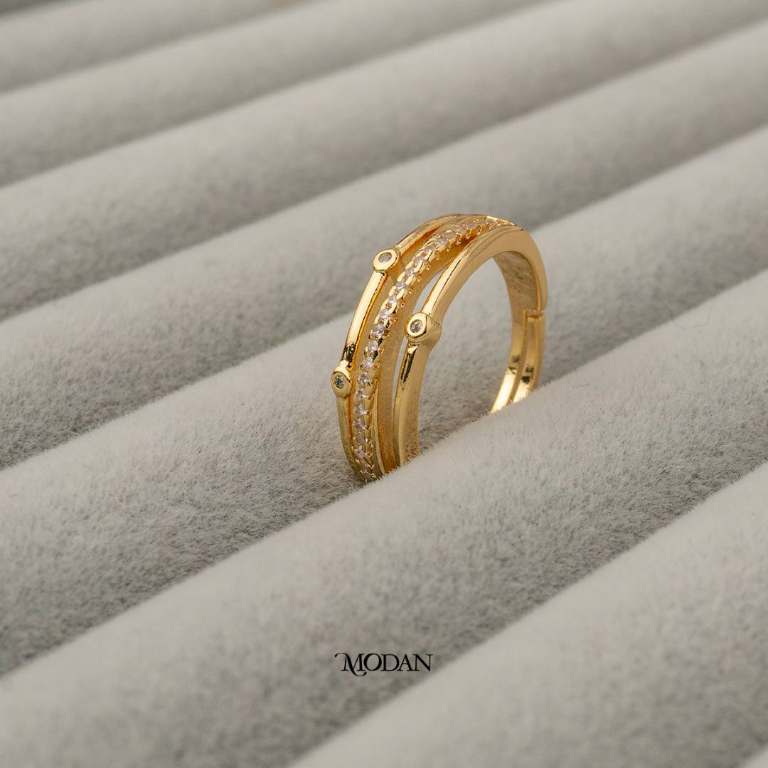 Minimalist Triple Tier Adjustable Ring Cincin 3 Layer Minimalis Hypoallergenic Gold Plated