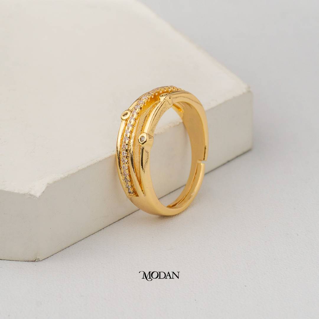 Minimalist Triple Tier Adjustable Ring Cincin 3 Layer Minimalis Hypoallergenic Gold Plated
