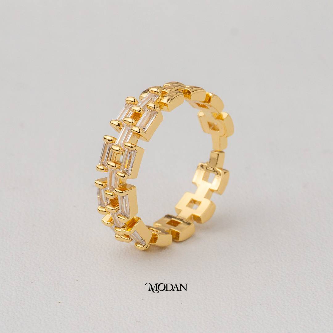 Baguette Brick Adjustable Ring Cincin Susunan Baguette Hypoallergenic Gold Plated