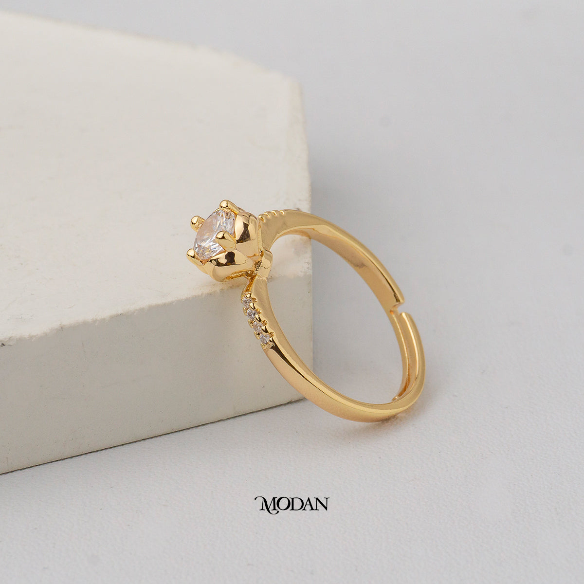 Floral Blossom Solitaire Adjustable Ring Cincin Bunga Mekar Hypoallergenic Gold Plated