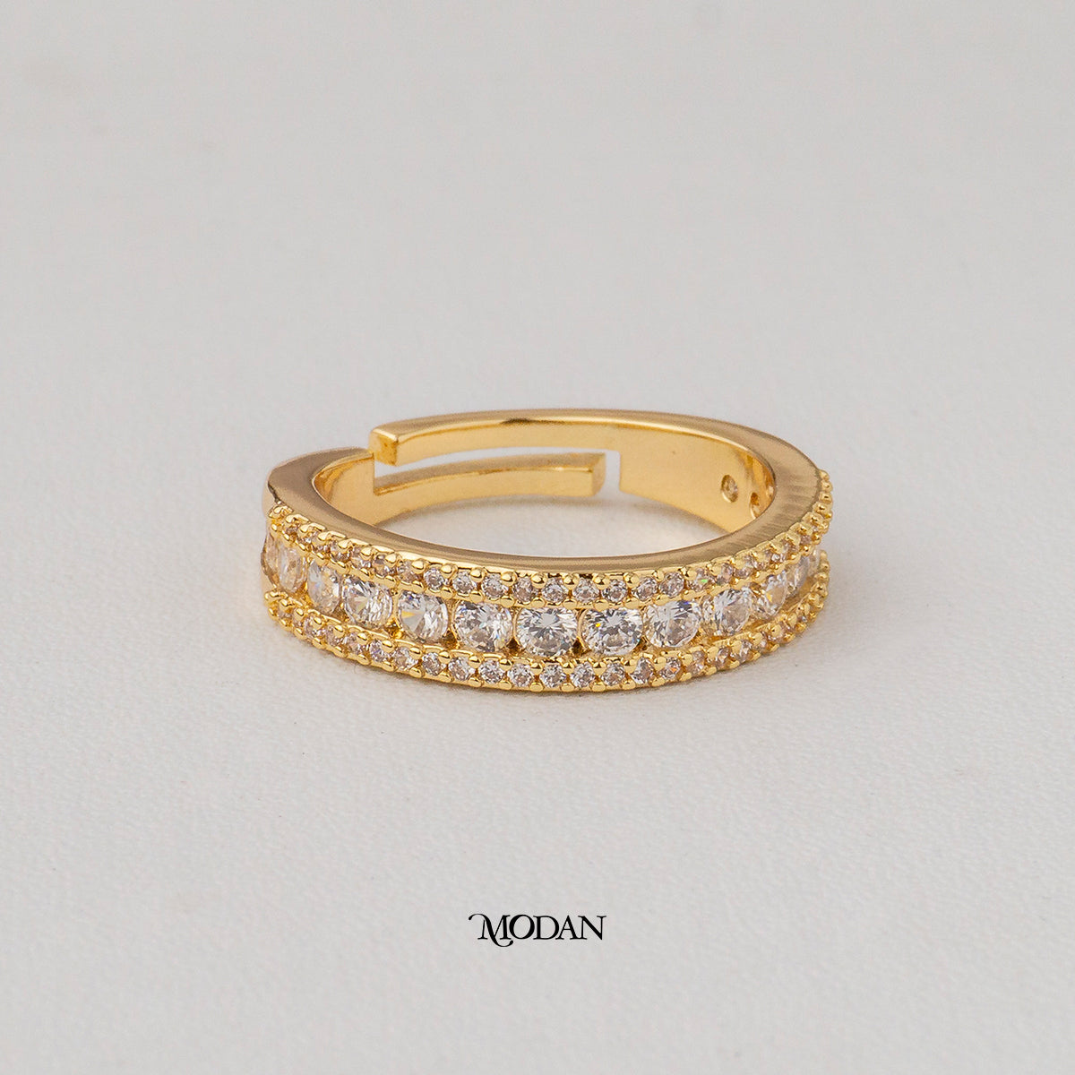 Vintage Brodered Band Adjustable Ring Cincin Bingkai Klasik Hypoallergenic Gold Plated