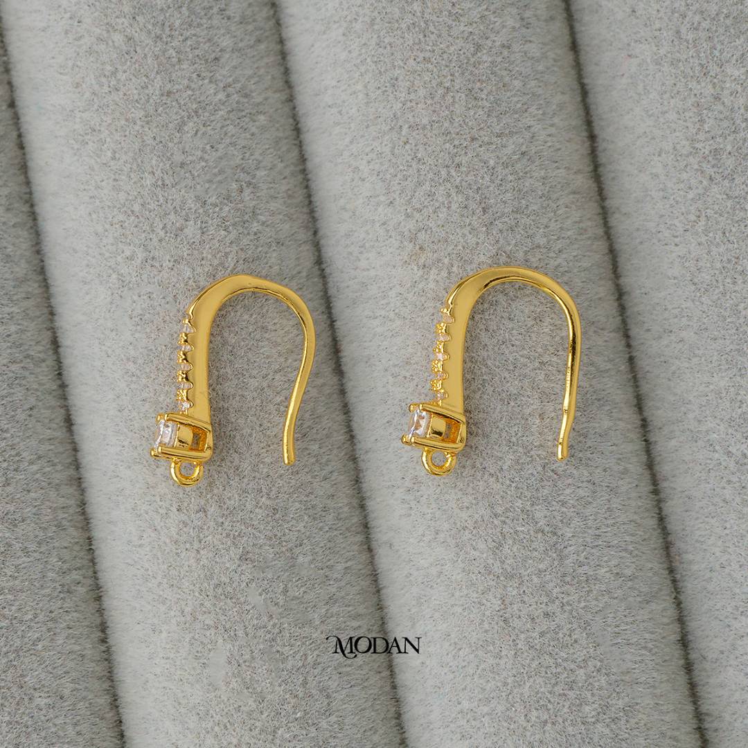 Cubic Zirconia Hooks Earring DIY Earrings Findings Pengait Anting Gantung Unfinished Hypoallergenic Gold Filled