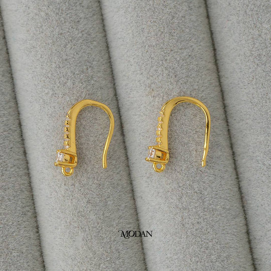 Cubic Zirconia Hooks Earring DIY Earrings Findings Pengait Anting Gantung Unfinished Hypoallergenic Gold Filled