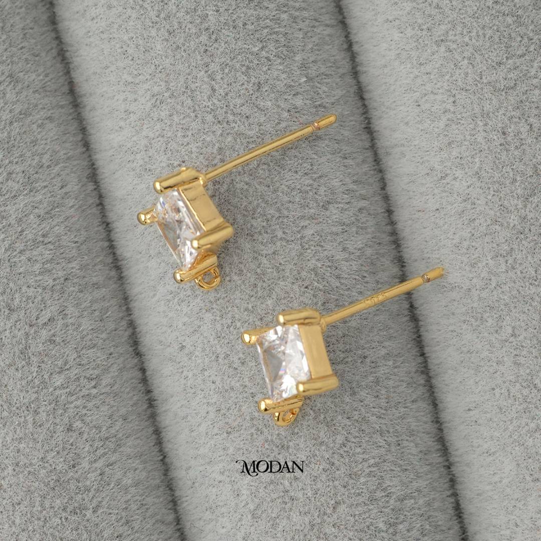 Square Studs Earring DIY Earrings Findings Pengait Anting Tusuk Unfinished Hypoallergenic Sterling Silver