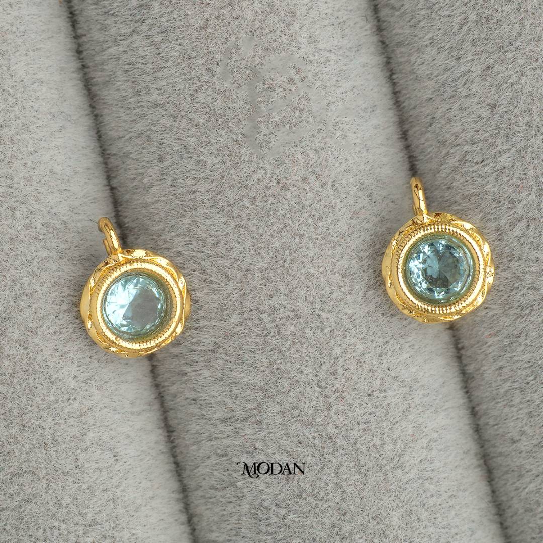 Round Aqua Studs Half Earrings DIY Earrings Findings Pengait Anting Tusuk Setengah Jadi Bulat Unfinished Hypoallergenic Gold Plated