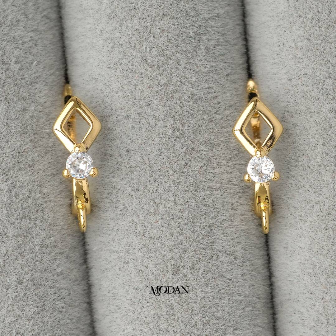 Rhombus English Lock Earrings DIY Earrings Findings Pengait Anting Bulat Unfinished Hypoallergenic Gold Filled