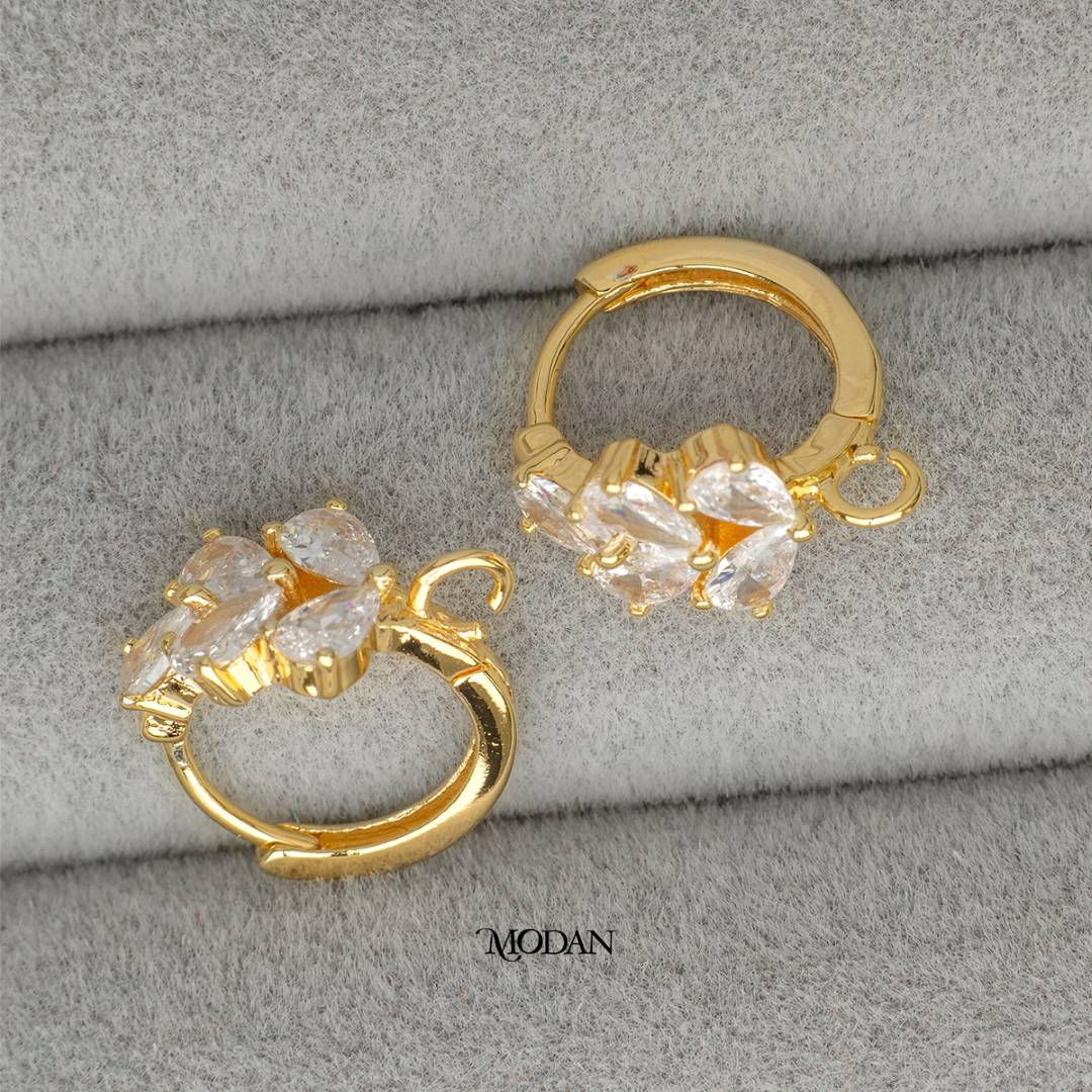 Marquise Baguette Leaf Hoop Earrings DIY Earrings Findings Pengait Anting Bulat Unfinished Hypoallergenic Gold Filled