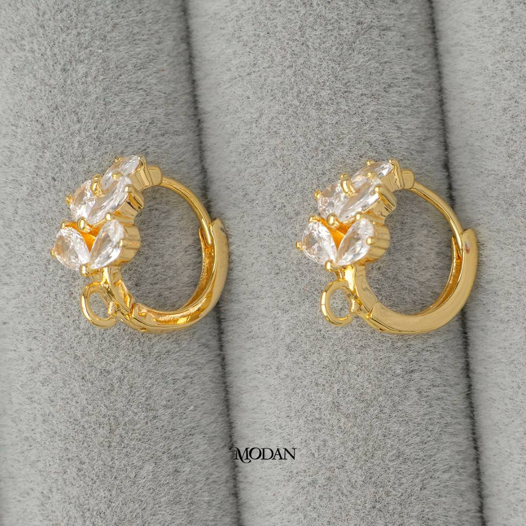 Marquise Baguette Leaf Hoop Earrings DIY Earrings Findings Pengait Anting Bulat Unfinished Hypoallergenic Gold Filled