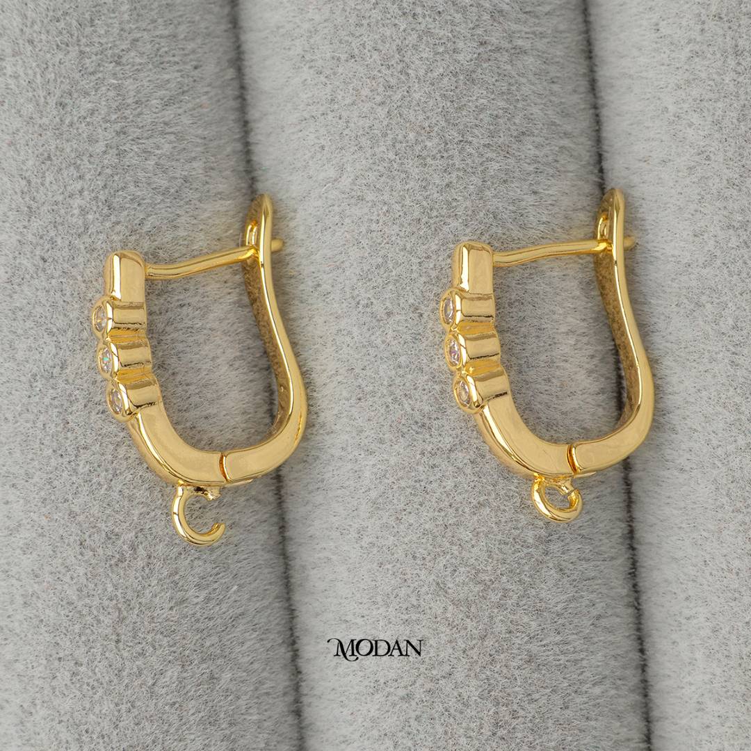 Triple Round English Lock Earrings DIY Earrings Findings Pengait Anting Bulat Unfinished Hypoallergenic Gold Filled