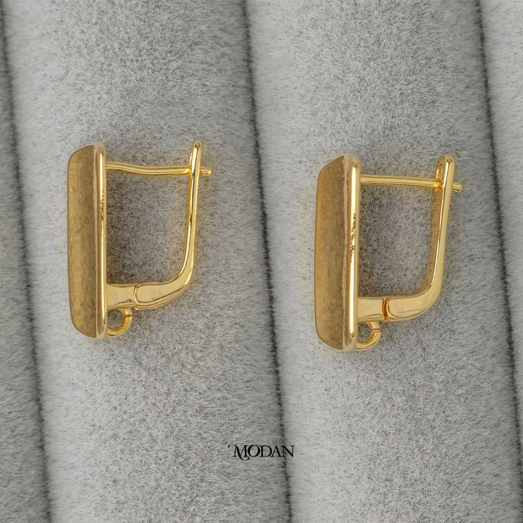 Rectangular English Lock Earrings DIY Earrings Findings Pengait Anting Bulat Unfinished Hypoallergenic Gold Filled