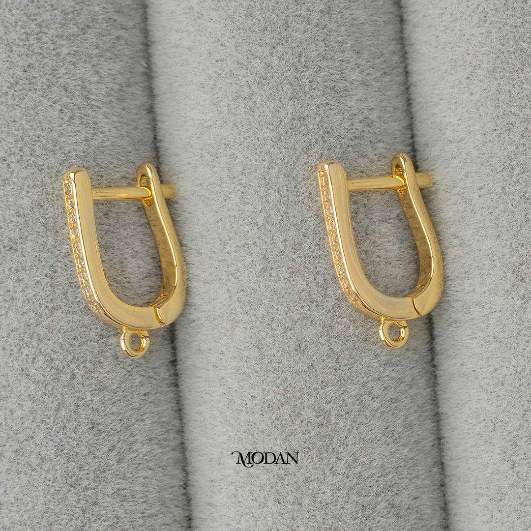 2mm Micro Paved English Lock Earrings DIY Earrings Findings Pengait Anting Elegant Unfinished Hypoallergenic Gold Filled