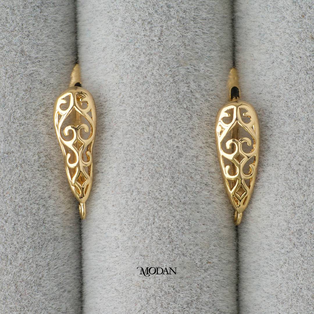 Batik Ethnic English Lock Earrings DIY Earrings Findings Pengait Anting Classic Unfinished Hypoallergenic Gold Plated