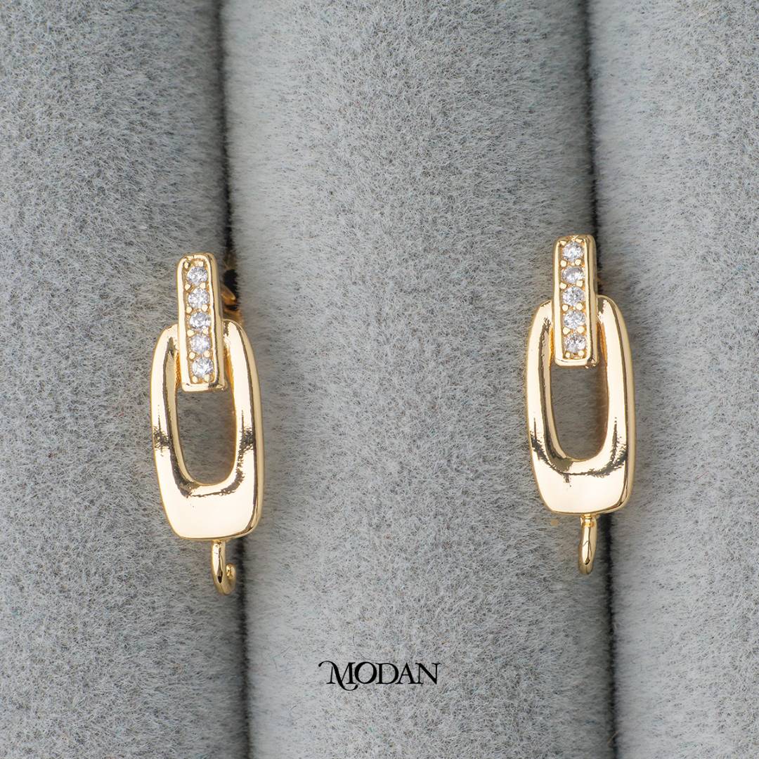 Oval Micro Paved English Lock Earrings DIY Earrings Findings Pengait Anting Elegant Unfinished Hypoallergenic Gold Filled