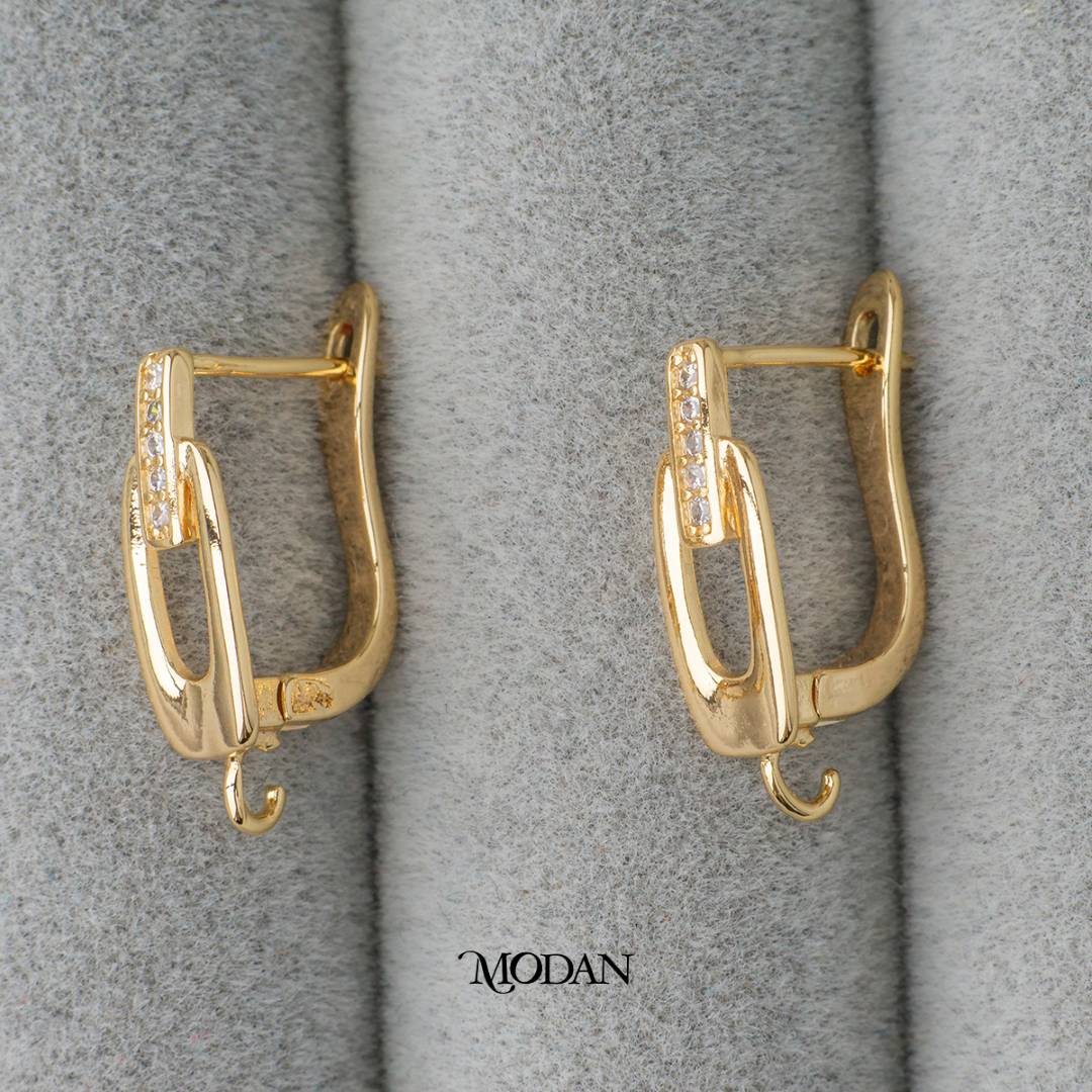 Oval Micro Paved English Lock Earrings DIY Earrings Findings Pengait Anting Elegant Unfinished Hypoallergenic Gold Filled