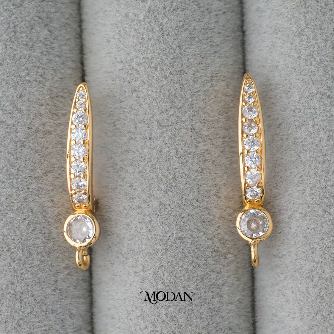 Simple Micro Paved English Lock Earrings DIY Earrings Findings Pengait Anting Elegant Unfinished Hypoallergenic Gold Filled