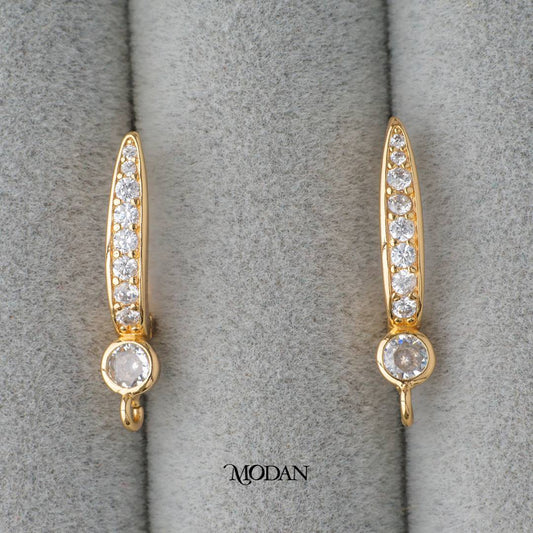 Simple Micro Paved English Lock Earrings DIY Earrings Findings Pengait Anting Elegant Unfinished Hypoallergenic Gold Filled