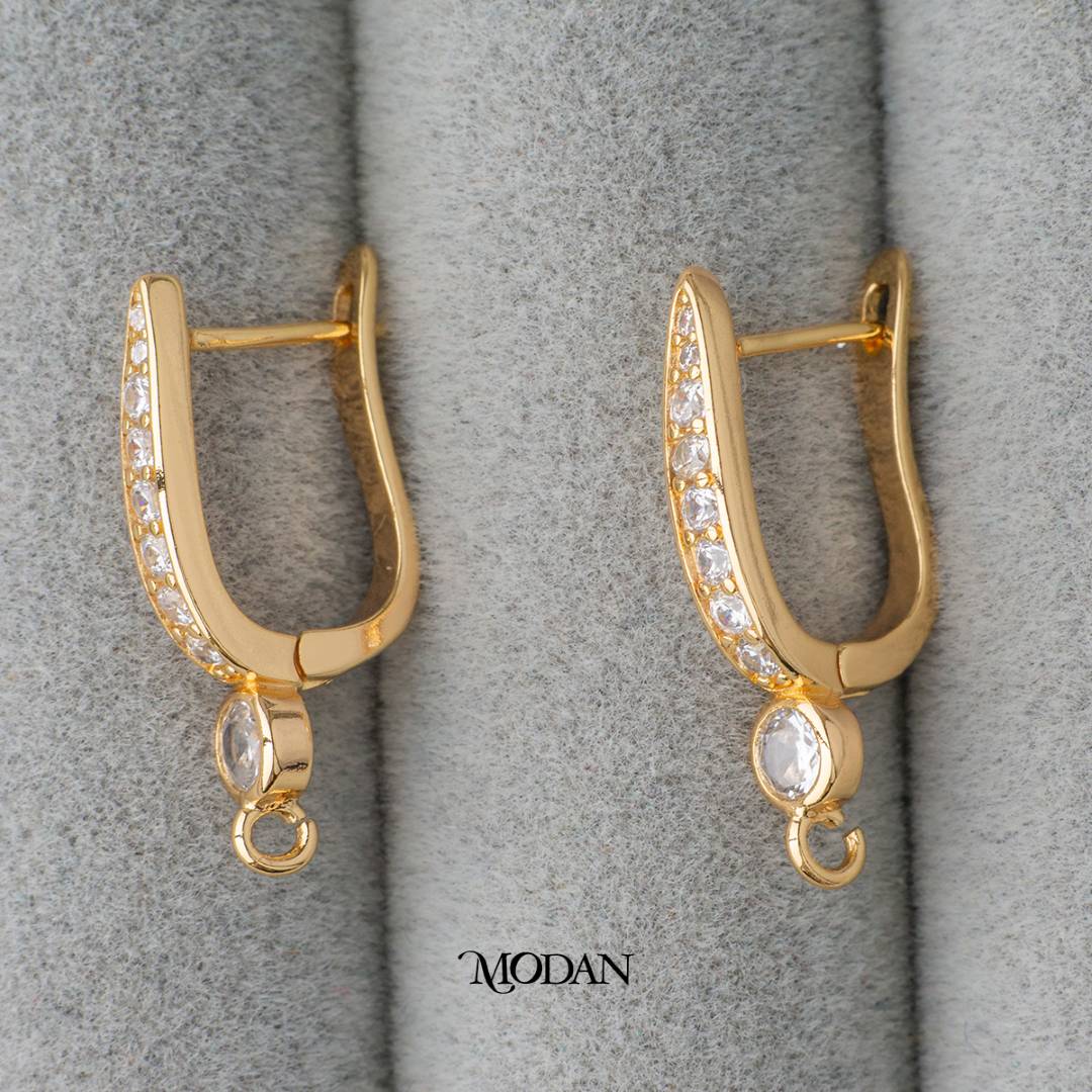 Simple Micro Paved English Lock Earrings DIY Earrings Findings Pengait Anting Elegant Unfinished Hypoallergenic Gold Filled