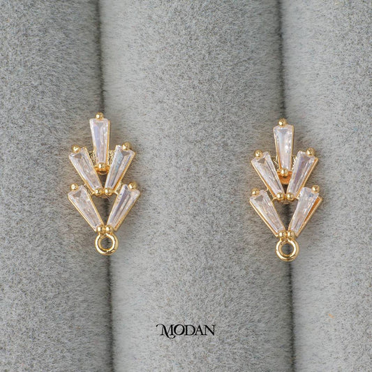 Baguette Stud Earrings DIY Earrings Findings Unfinished Pengait Anting Elegant Hypoallergenic Gold Filled