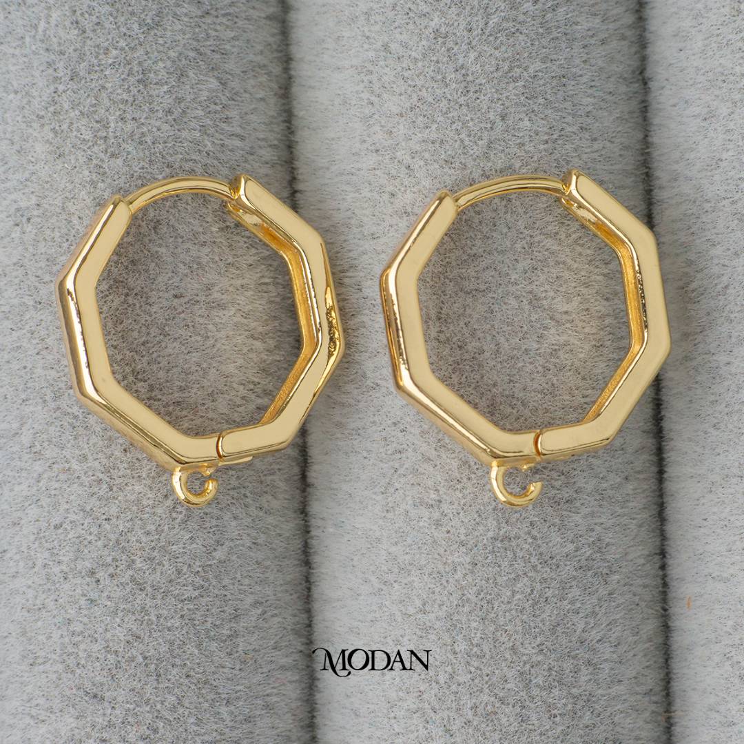Plain Hexagonal Earrings DIY Earrings Findings Unfinished Pengait Anting Elegant Hypoallergenic Gold Filled