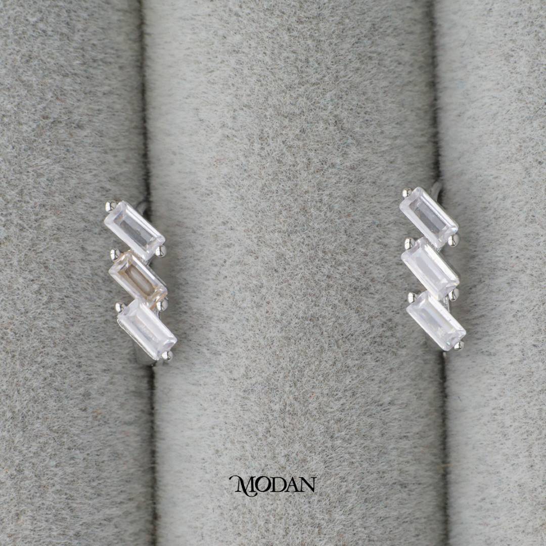 Triple Baguette Hoop Earrings DIY Earrings Findings Pengait Anting Elegant Hypoallergenic Gold Filled