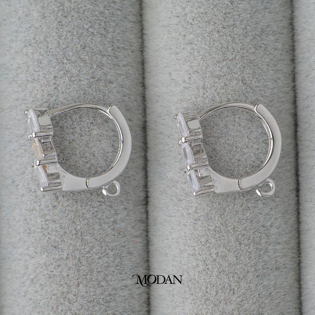 Triple Baguette Hoop Earrings DIY Earrings Findings Pengait Anting Elegant Hypoallergenic Gold Filled
