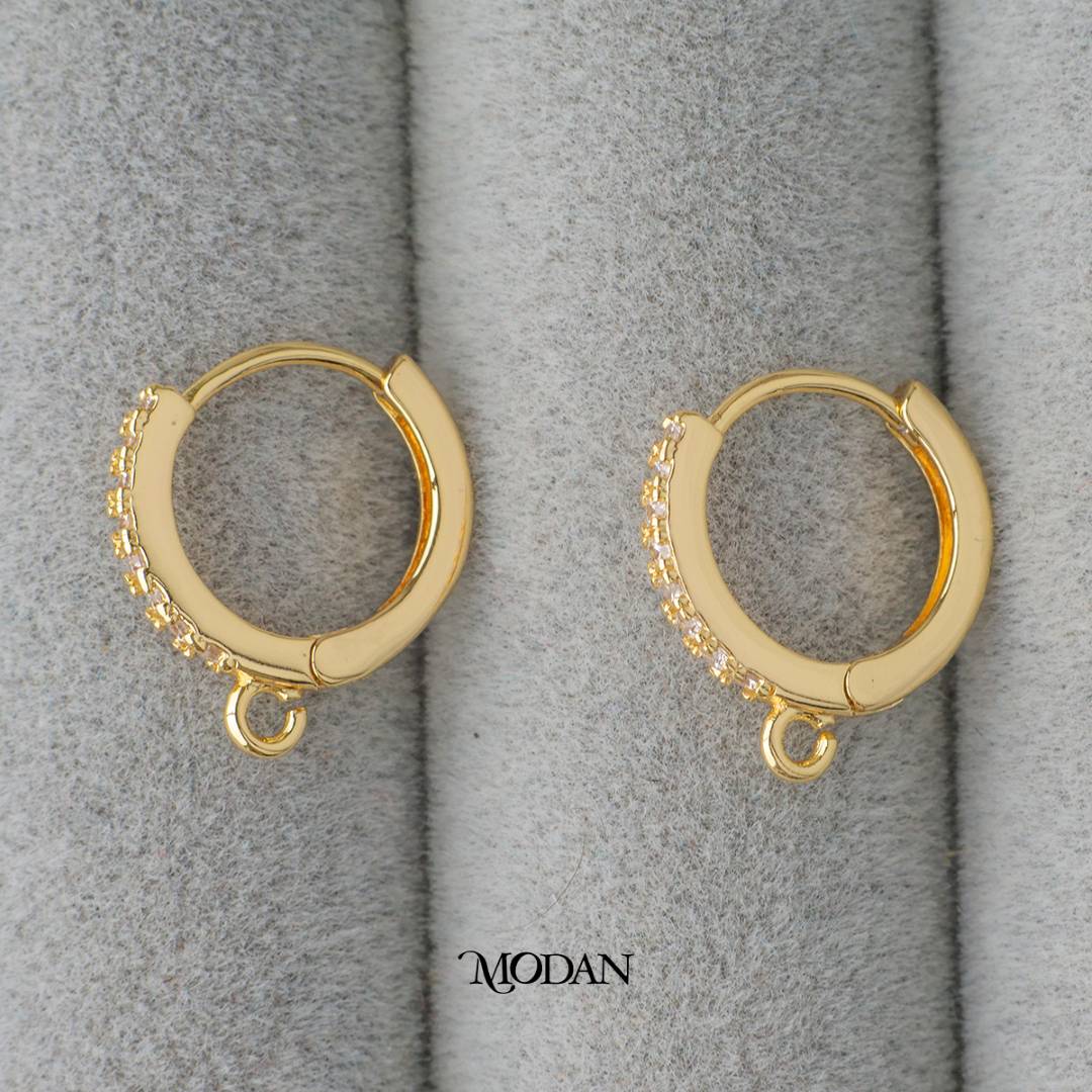 Minimalist Micro Paved Hoops Earrings DIY Earrings Findings Pengait Anting Elegant Hypoallergenic Gold Filled