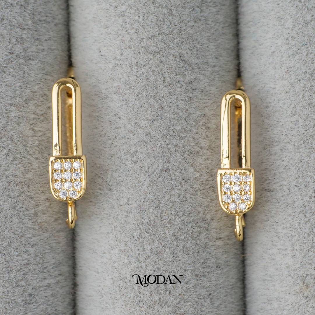 Micro Paved English Lock Earrings DIY Earrings Findings Pengait Anting Elegant Hypoallergenic Gold Filled
