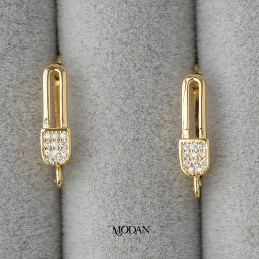 Micro Paved English Lock Earrings DIY Earrings Findings Pengait Anting Elegant Hypoallergenic Gold Filled