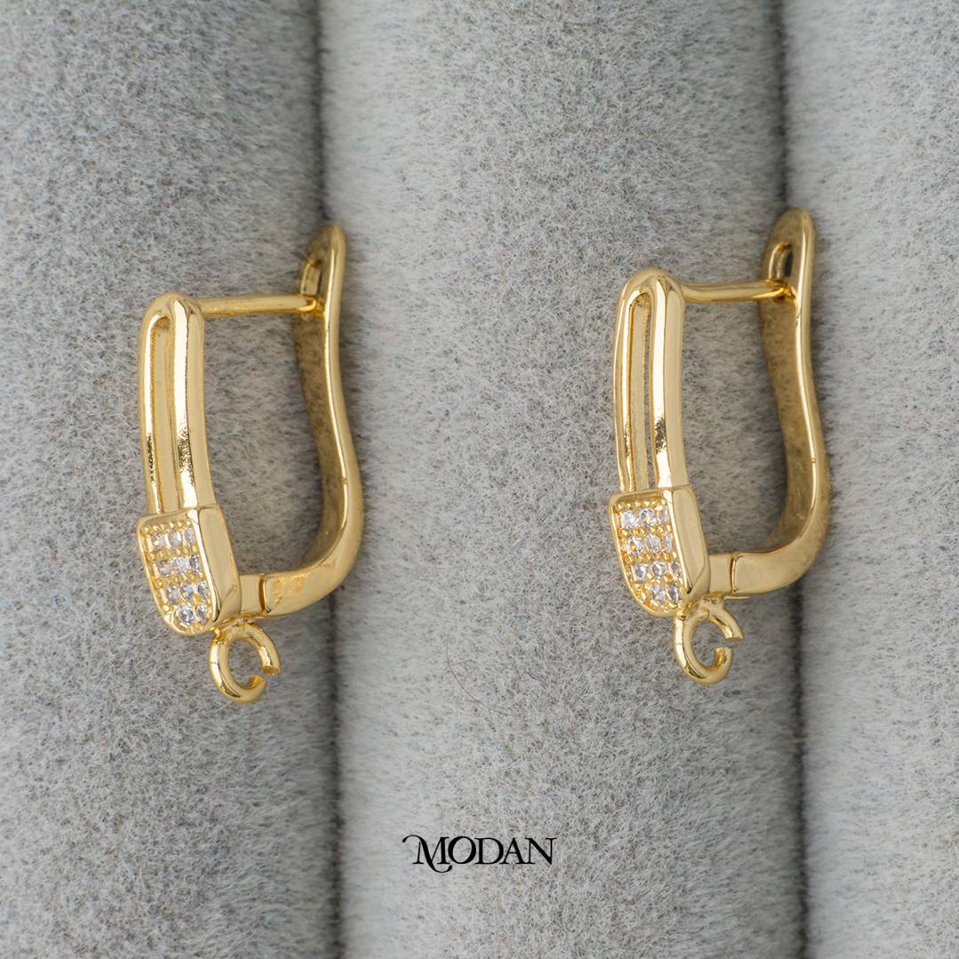 Micro Paved English Lock Earrings DIY Earrings Findings Pengait Anting Elegant Hypoallergenic Gold Filled