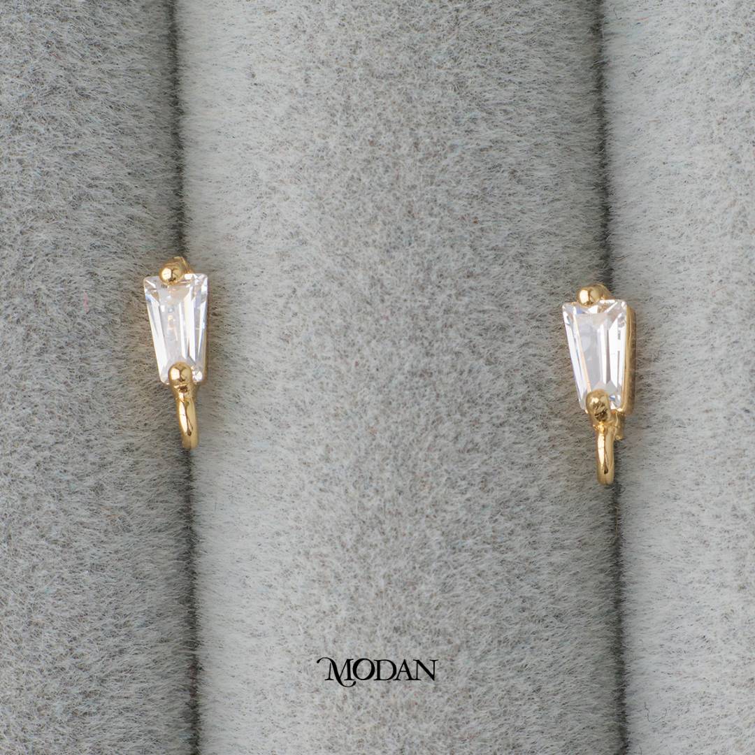 Mini Baguette Stud Earrings DIY Earrings Findings Pengait Anting Tusuk Kecil Hypoallergenic Gold Filled