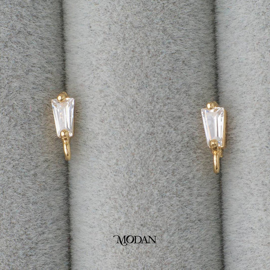 Mini Baguette Stud Earrings DIY Earrings Findings Pengait Anting Tusuk Kecil Hypoallergenic Gold Filled