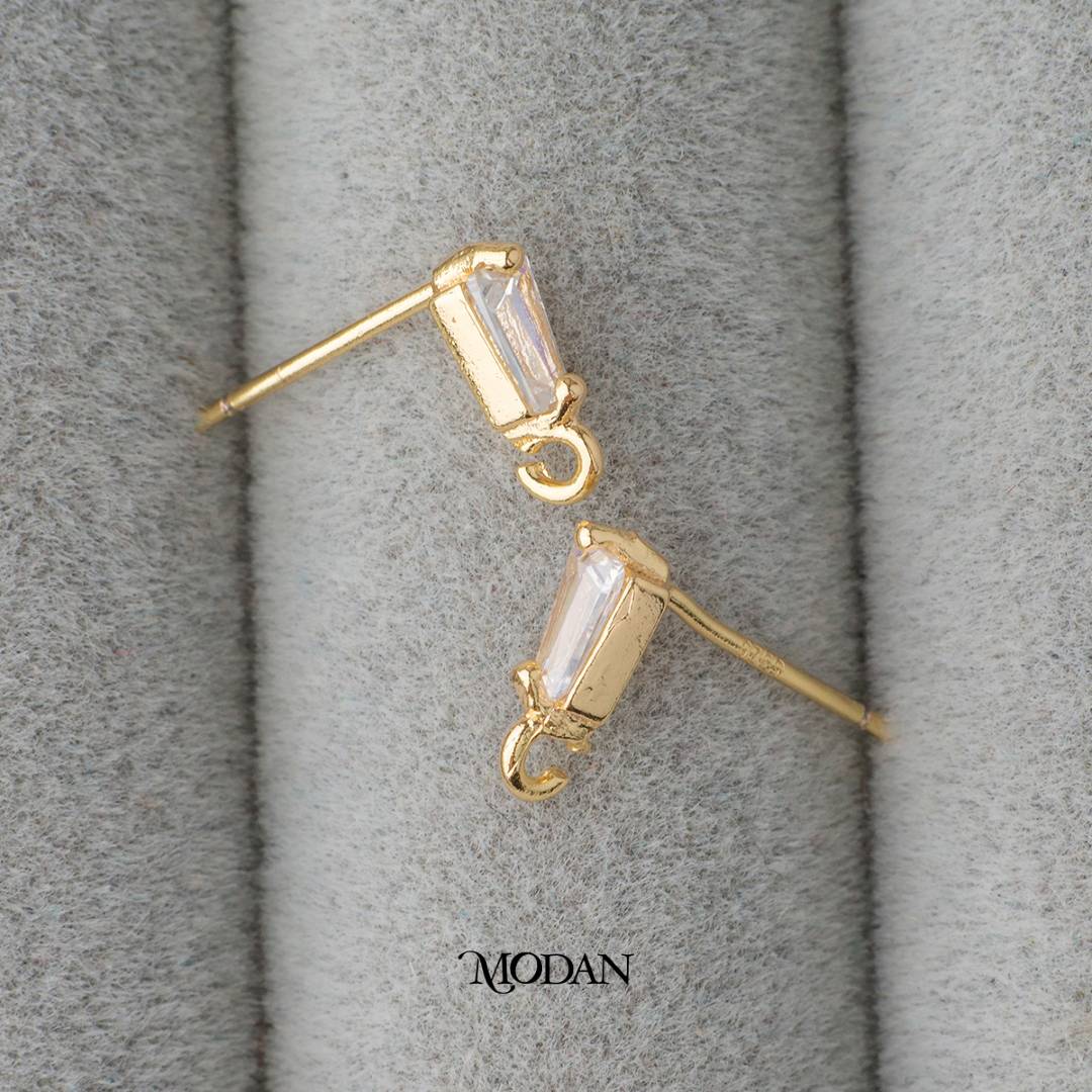 Mini Baguette Stud Earrings DIY Earrings Findings Pengait Anting Tusuk Kecil Hypoallergenic Gold Filled
