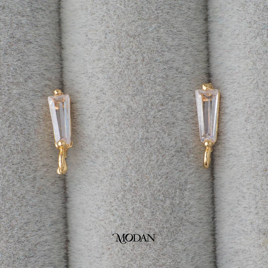 Mini Baguette Cut Stud Earrings DIY Earrings Findings Pengait Anting Tusuk Kecil Hypoallergenic Gold Filled