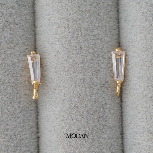Mini Baguette Cut Stud Earrings DIY Earrings Findings Pengait Anting Tusuk Kecil Hypoallergenic Gold Filled