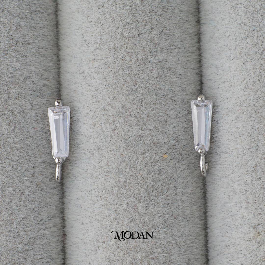 Mini Baguette Cut Stud Earrings DIY Earrings Findings Pengait Anting Tusuk Kecil Hypoallergenic Gold Filled