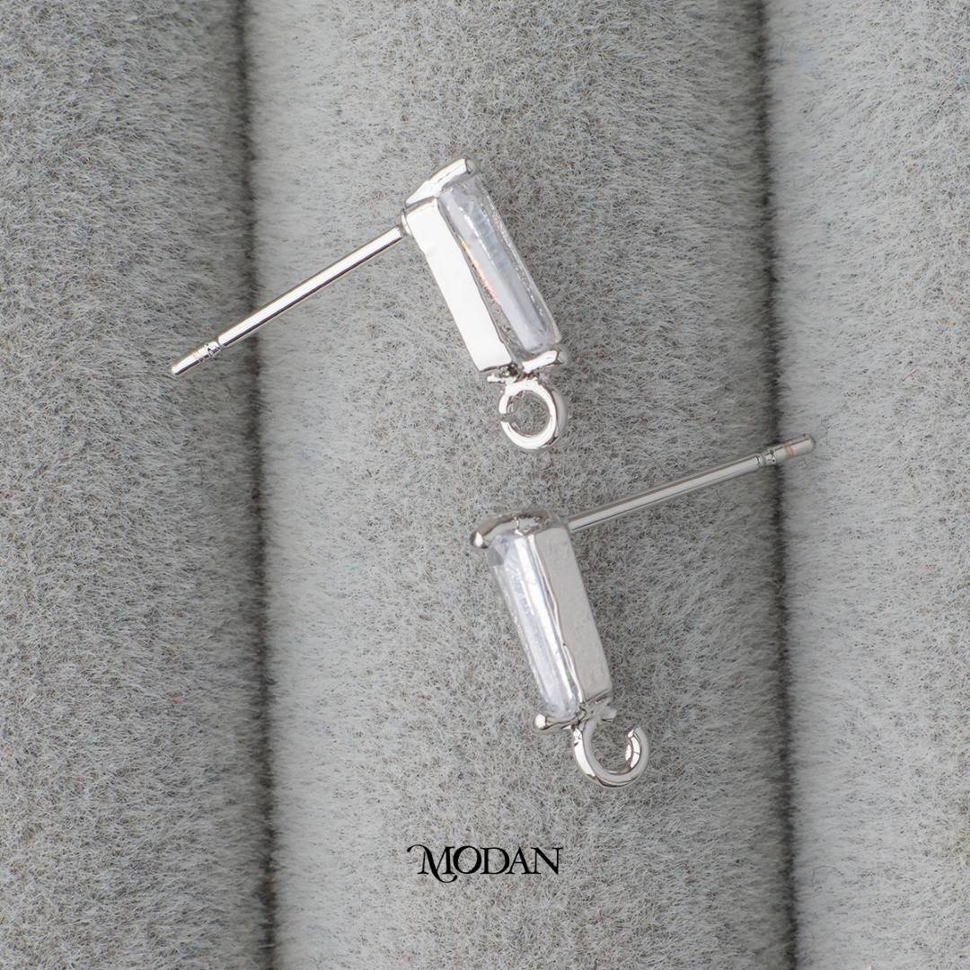 Mini Baguette Cut Stud Earrings DIY Earrings Findings Pengait Anting Tusuk Kecil Hypoallergenic Gold Filled