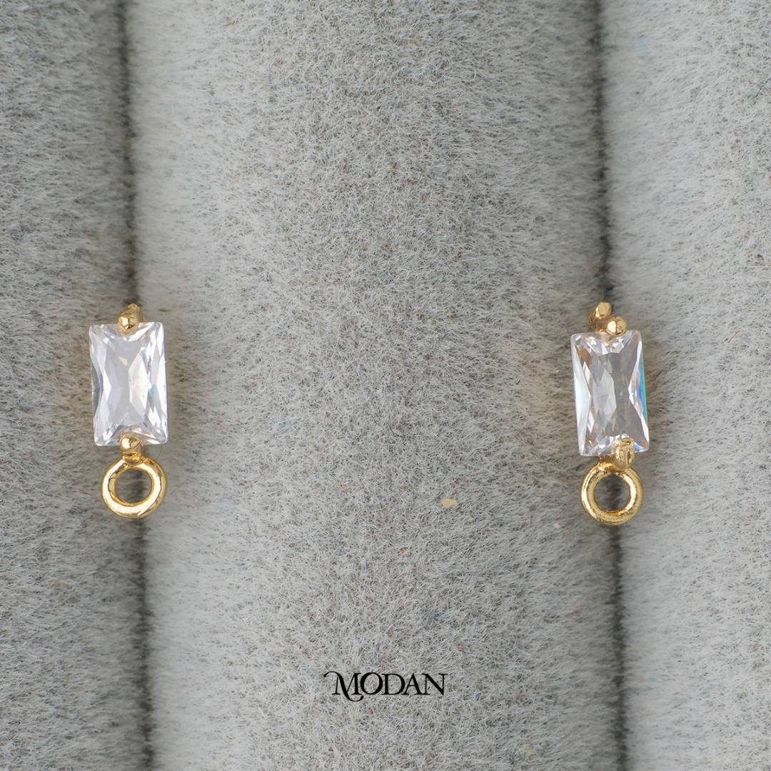 Tiny Baguette Stud Earrings DIY Earrings Findings Pengait Anting Tusuk Kecil Hypoallergenic Gold Filled