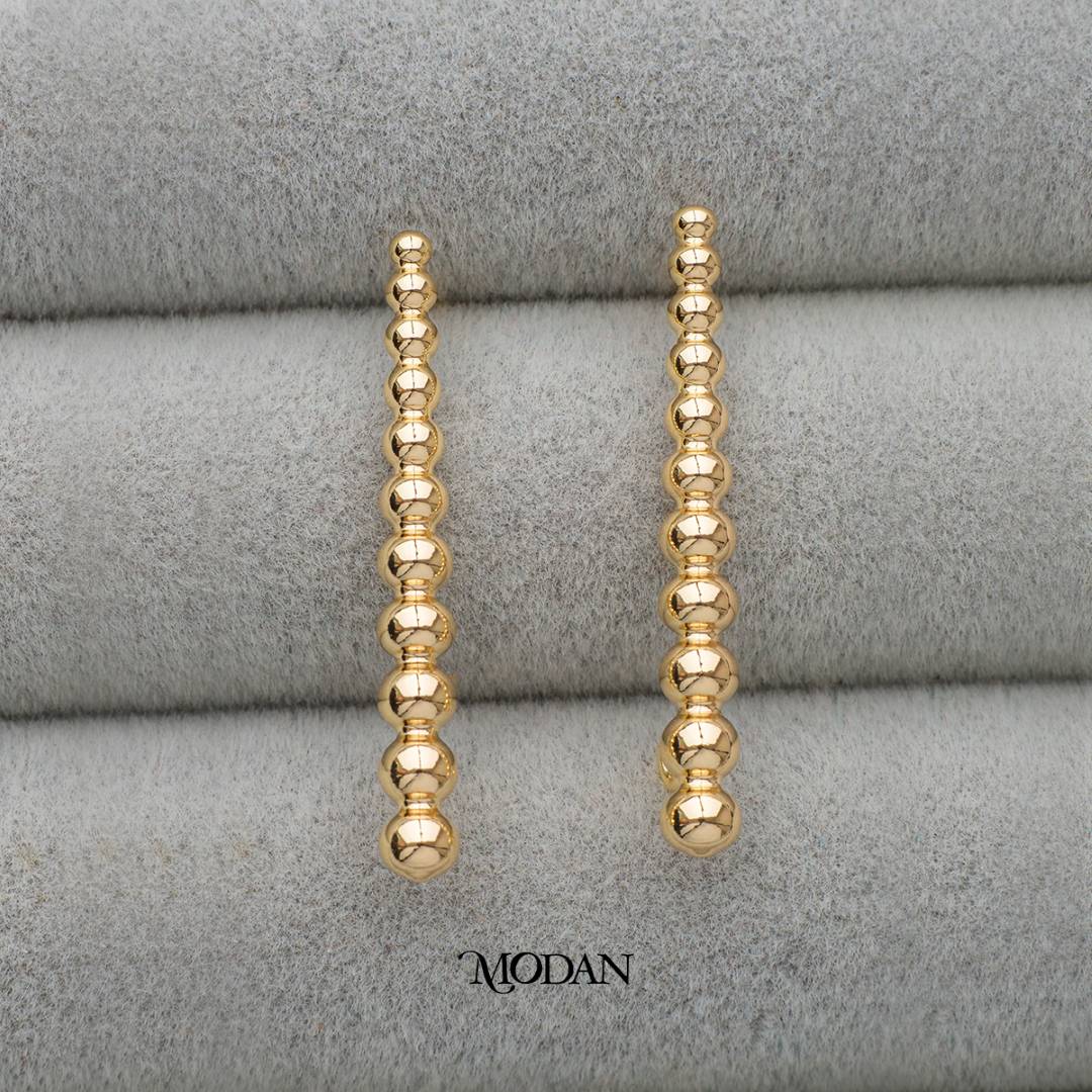 Long Beads Stud Earrings DIY Earrings Findings Pengait Anting Bola Panjang Hypoallergenic Gold Plated