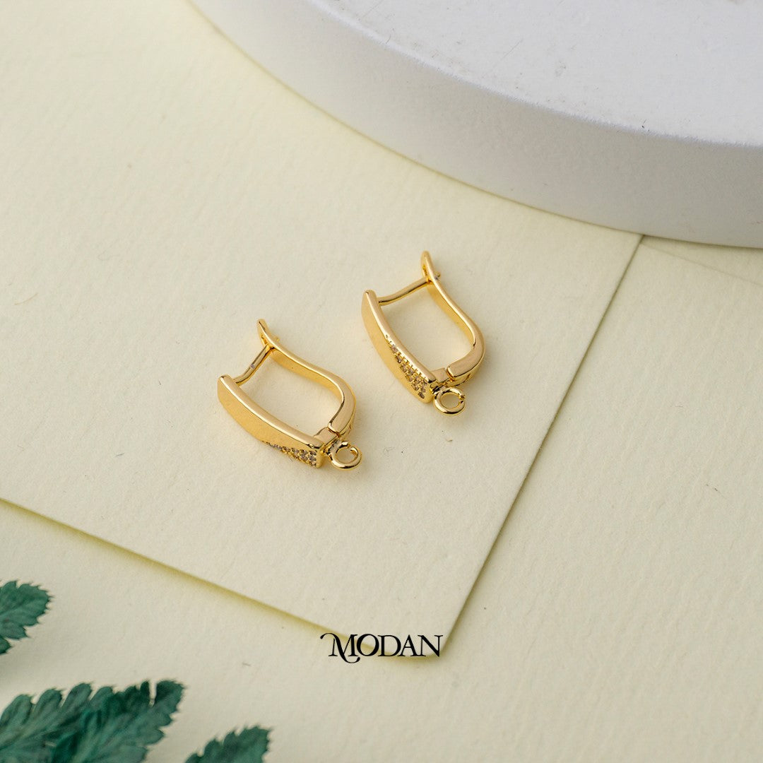 Micro Paved English Lock Half Earrings DIY Earrings Findings Pengait Anting Bulat Unfinished Hypoallergenic Gold Filled