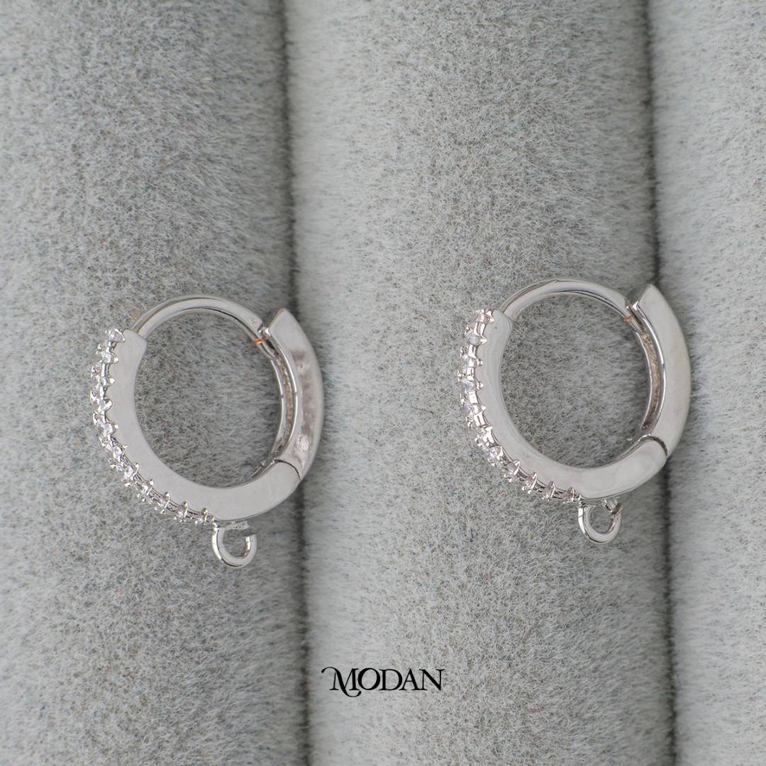 Cubic Zirconia Hoop DIY Earrings Findings Pengait Anting Bulat Unfinished Hypoallergenic Gold Filled