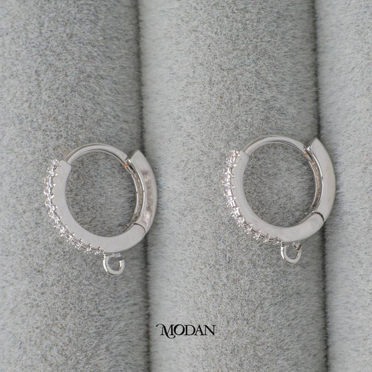 Cubic Zirconia Hoop DIY Earrings Findings Pengait Anting Bulat Unfinished Hypoallergenic Gold Filled