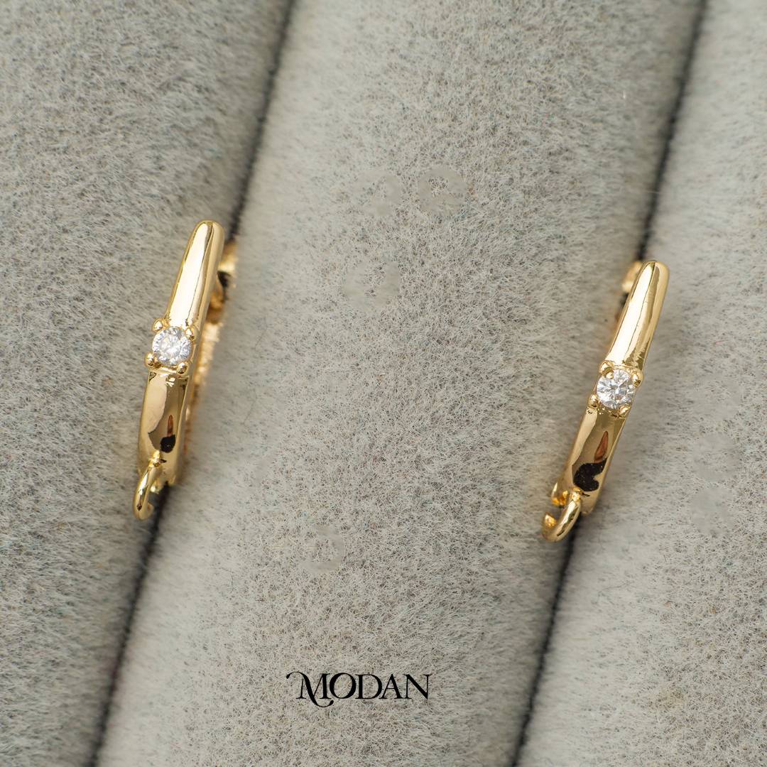 Solitaire English Lock Earrings DIY Earrings Findings Pengait Anting Mata Satu Unfinished Hypoallergenic Gold Filled