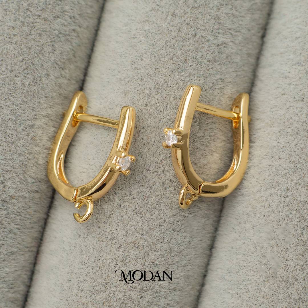 Solitaire English Lock Earrings DIY Earrings Findings Pengait Anting Mata Satu Unfinished Hypoallergenic Gold Filled