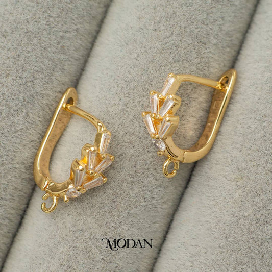 Leaf Baguette English Lock Earrings DIY Earrings Findings Pengait Anting Bunga Baguette Unfinished Hypoallergenic Gold Filled