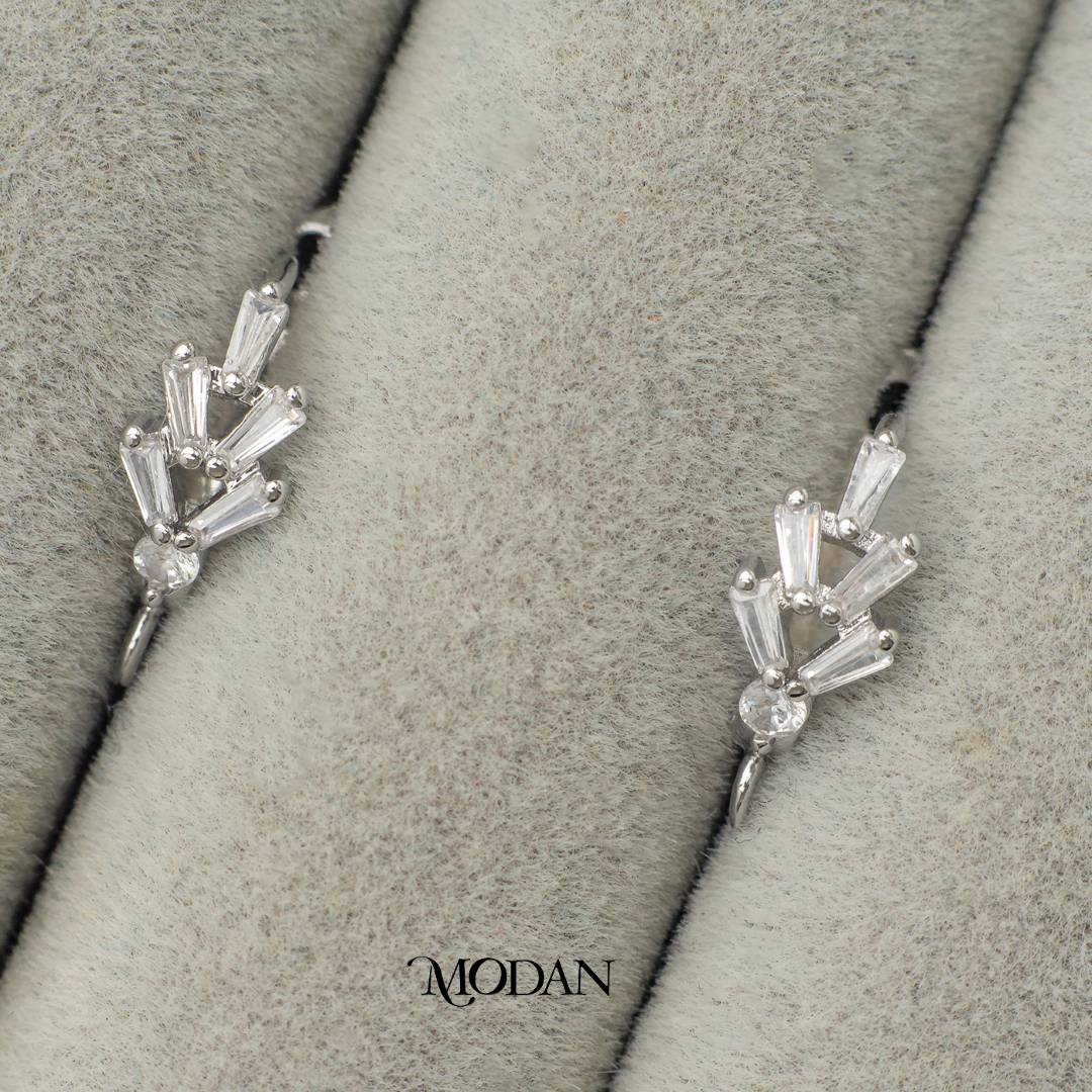 Leaf Baguette English Lock Earrings DIY Earrings Findings Pengait Anting Bunga Baguette Unfinished Hypoallergenic Gold Filled