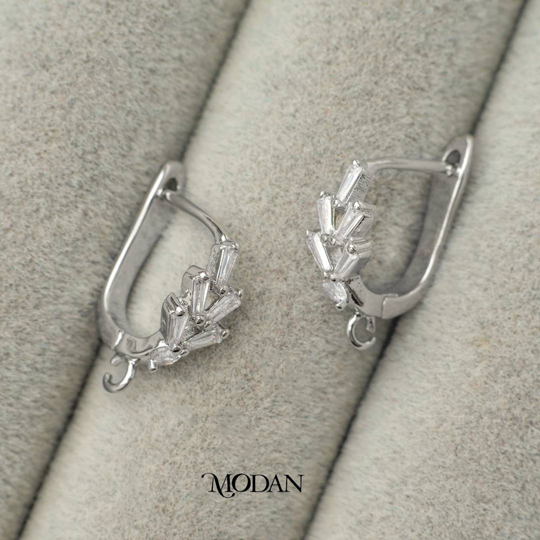Leaf Baguette English Lock Earrings DIY Earrings Findings Pengait Anting Bunga Baguette Unfinished Hypoallergenic Gold Filled