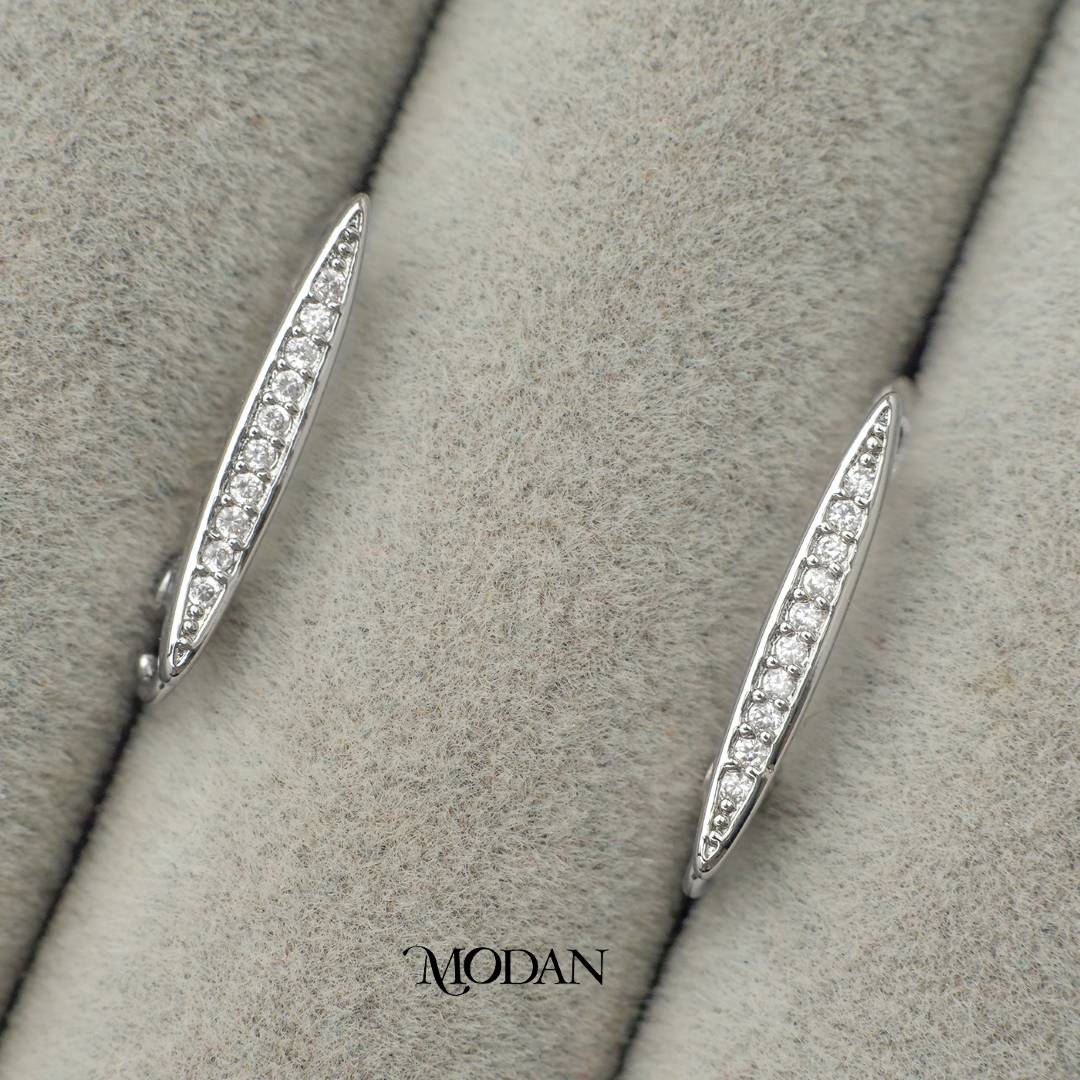 Micro Paved Lined English Lock Earrings DIY Earrings Findings Pengait Anting Berlian Pasir Garis Unfinished Hypoallergenic Gold Filled