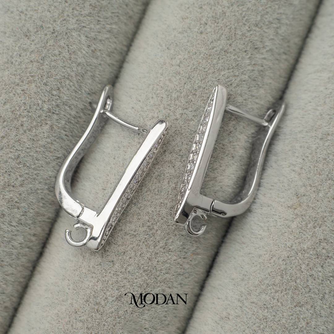 Micro Paved Lined English Lock Earrings DIY Earrings Findings Pengait Anting Berlian Pasir Garis Unfinished Hypoallergenic Gold Filled