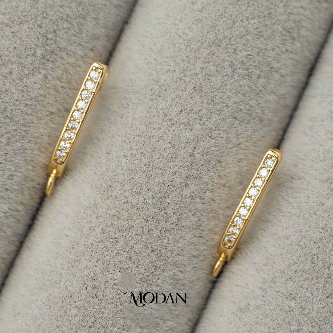 Simple Micro Paved Lined English Lock Earrings DIY Earrings Findings Pengait Anting Berlian Pasir Garis Unfinished Hypoallergenic Gold Filled