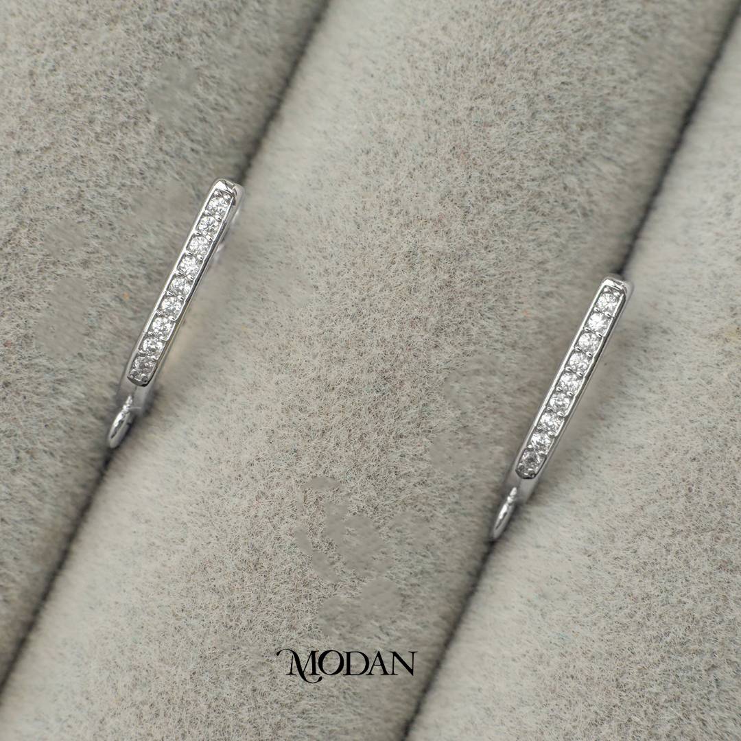 Simple Micro Paved Lined English Lock Earrings DIY Earrings Findings Pengait Anting Berlian Pasir Garis Unfinished Hypoallergenic Gold Filled
